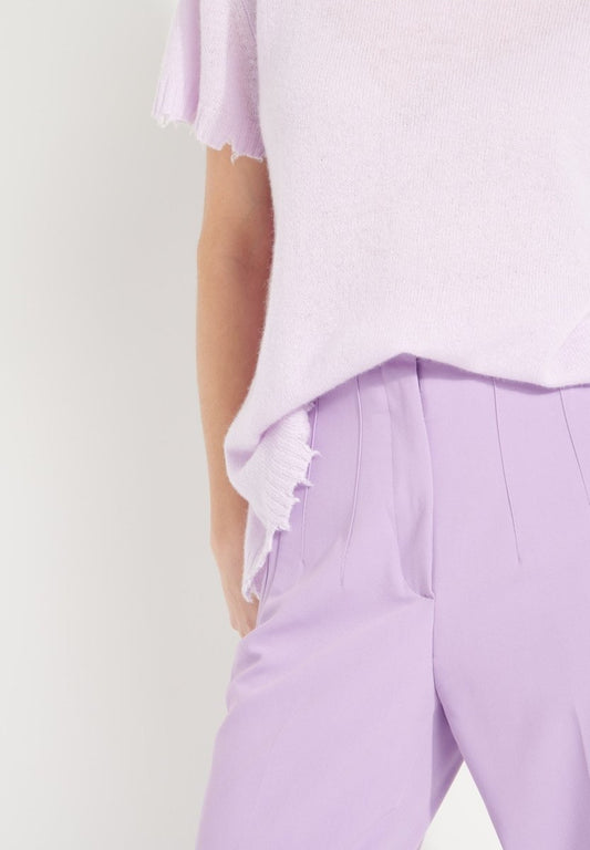 Women's lilac cashmere crew neck t-shirt - AVA 6