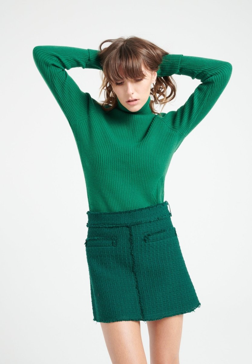 Women's emerald green cashmere turtleneck sweater - MIA 5